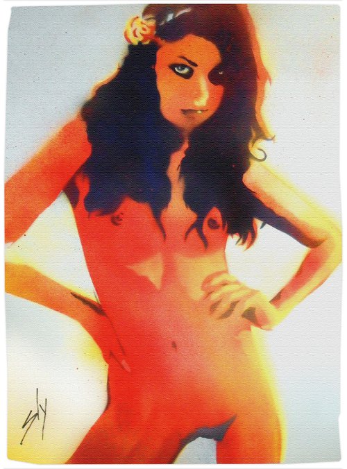 Sly girl 4 (on gorgeous watercolour paper). by Juan Sly