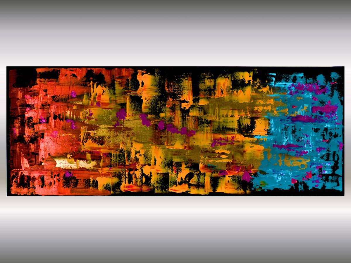 Abstract Acrylic Painting By Edelgard Schroer, 51 X 20, Happy Chaos, Original Artwork