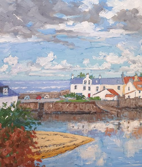 view from old bank restaurant, anstruther, high tide by Colin Ross Jack