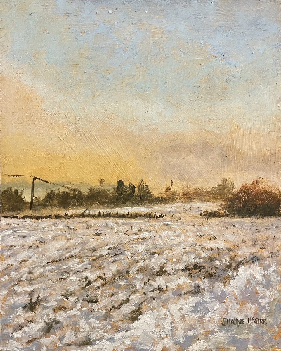 Impressionistic Landscape Oil Painting By Shayne Mcgirr, 11 X 13", Snow Sketch, Original Artwork