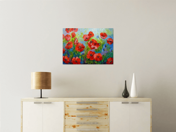 Poppies and butterflies