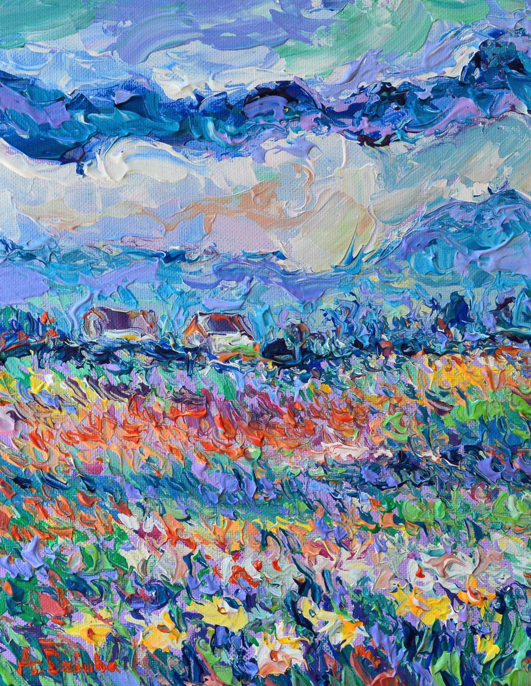 Summer Meadow Original Painting Small Abstract Artfinder
