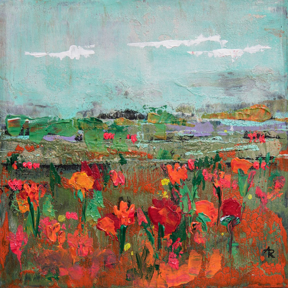 Organic Landscape Acrylic Painting By Ariadna De Raadt, 12 X 12, Shifting Landscape 1, Original Artwork