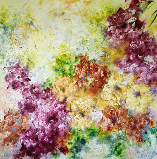 "Blooming Abstraction", XXL abstract flower painting by Vera Hoi