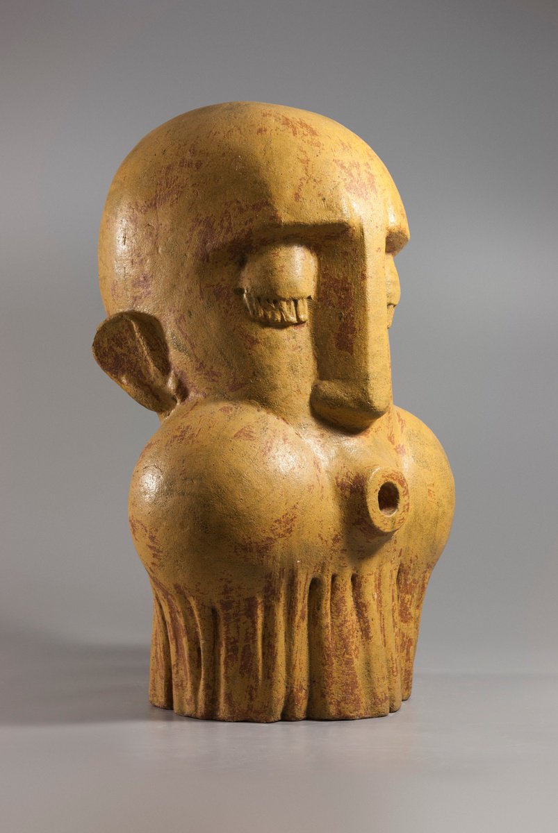 Expressive Portrait Clay Sculpture By Nadiia Otriazha Fedir Bushmanov, 14 X 24", The One Who Blows, Original Artwork