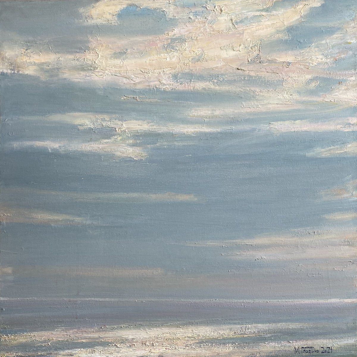 Impressionistic Landscape Oil Painting By Maxim Gladko, 31 X 31", Condition #8, Original Artwork