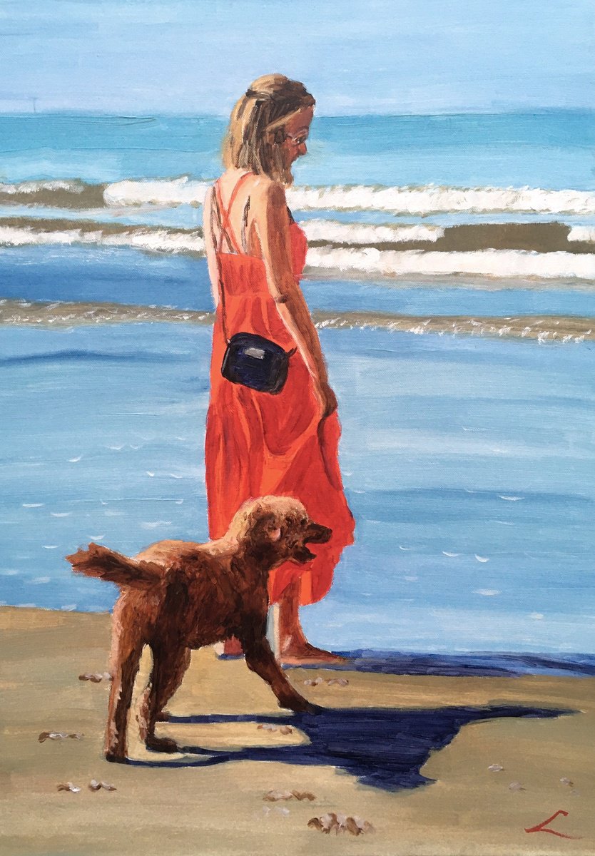 Enjoying The Beach And Sea 2 By Elena Sokolova, 20 X 28, Artwork For Sale On Artfinder