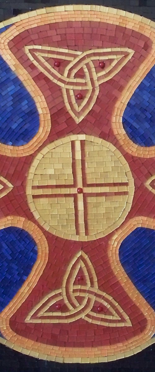 Celtic Shield - mixed media mosaic Celtic art by Liza Wheeler