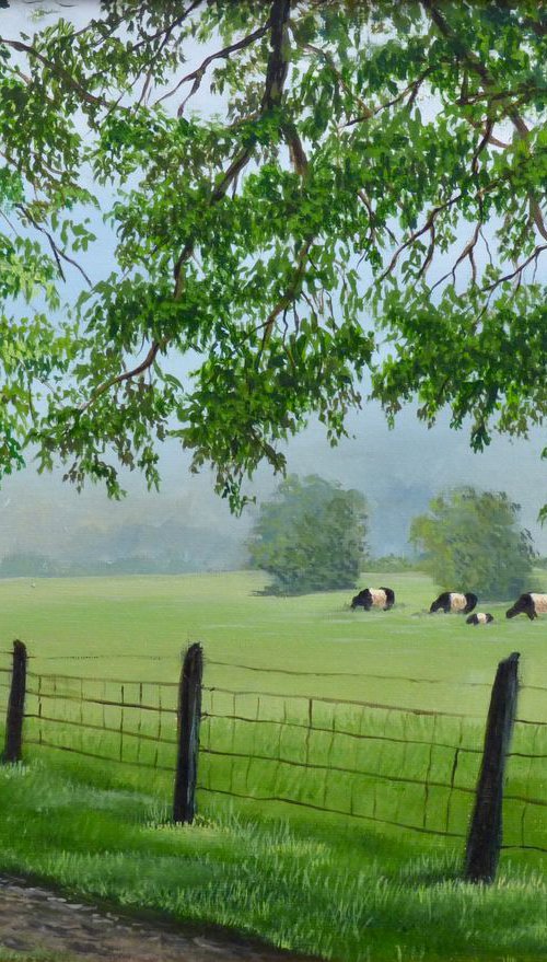 Oreo Cows Grazing by Gilbert Lessard