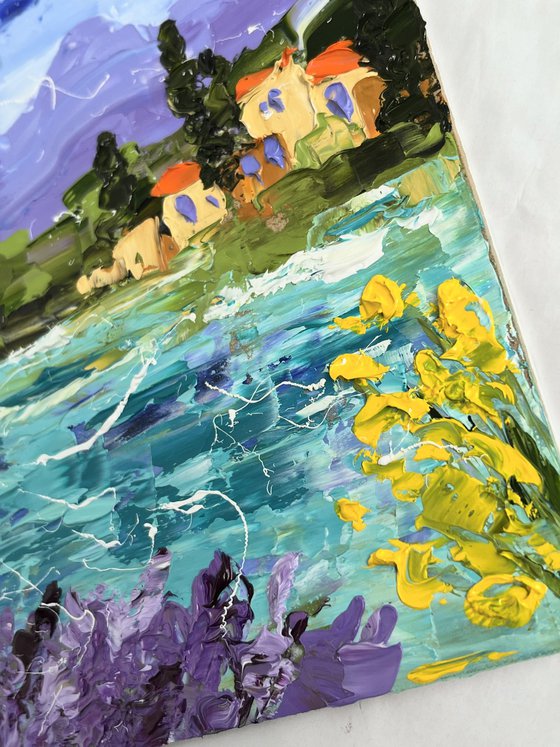 Lake Como. Bellagio. original oil impasto painting