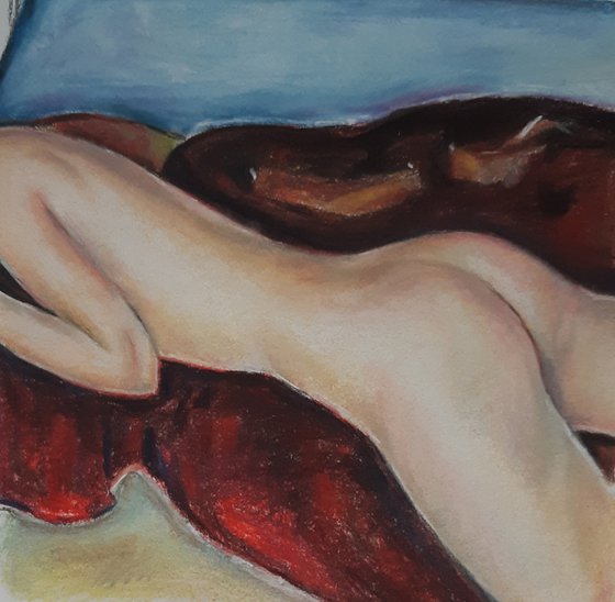 Female nude, pastel drawing study /Amedeo Modigliani/