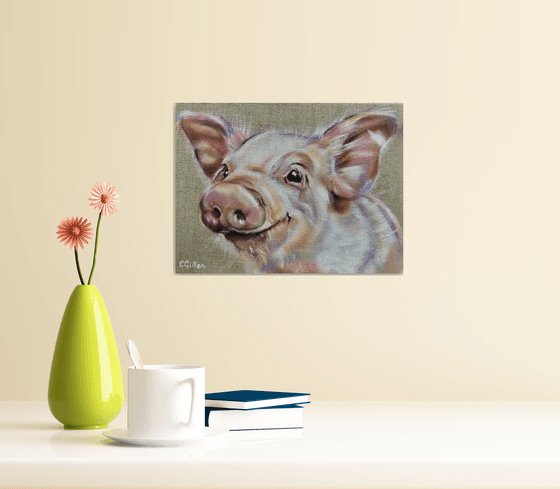 Posy Piglet Original Oil Painting Oil on stretched linen canvas
