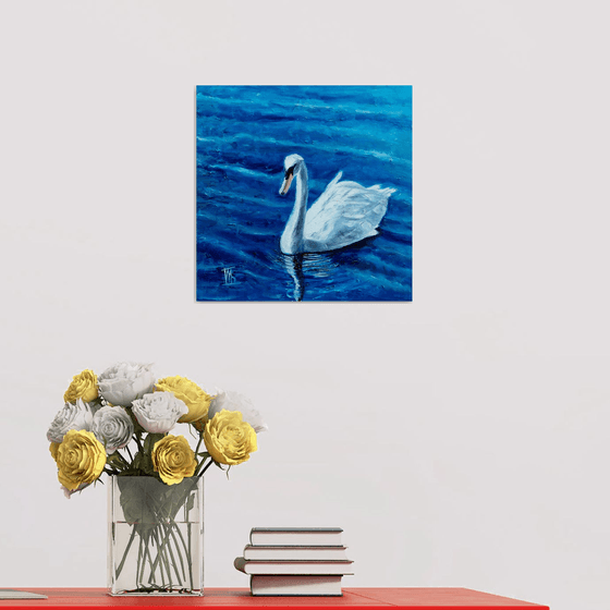 Swan and blue water