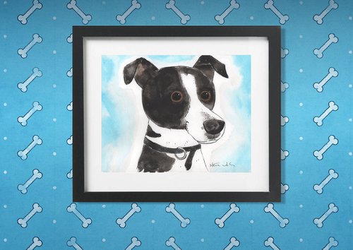 Damson the Ever so Cute Dog Watercolour by Steve John