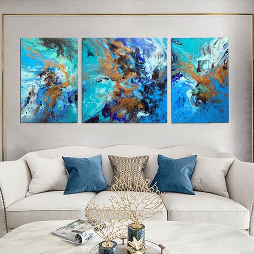 Tropical waters Triptych by Areti Ampi