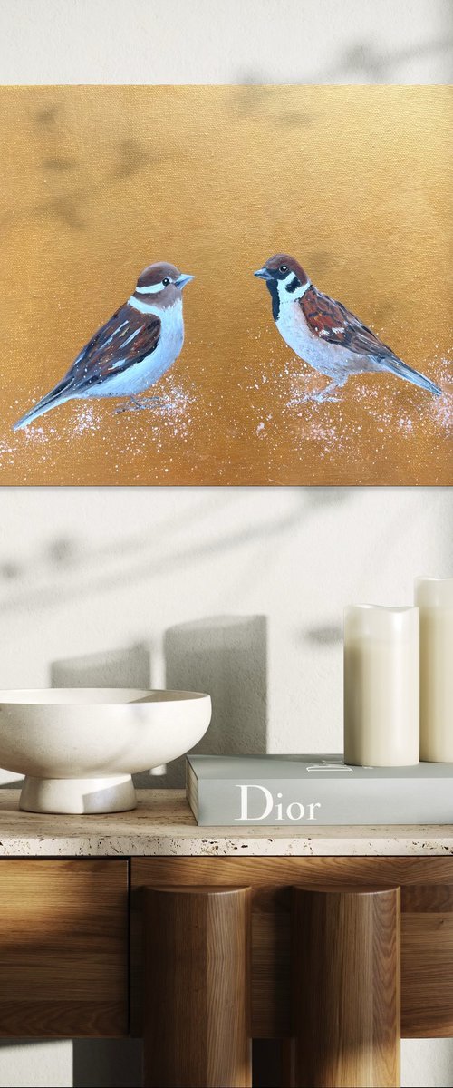 Two Little Sparrows by Laure Bury