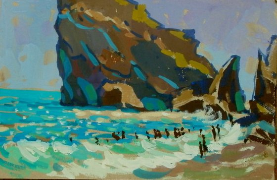 beach, small original painting
