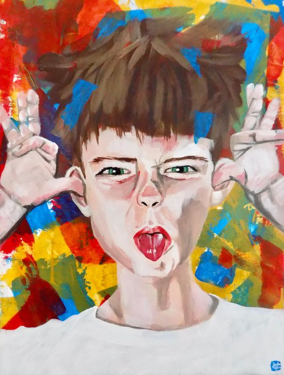 Rude child painting called 'Actions Speak Louder'