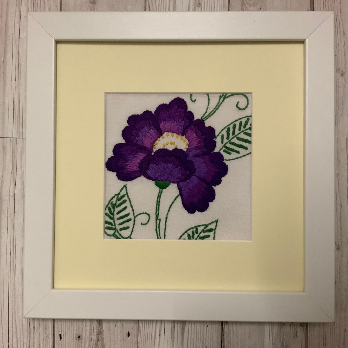 Anemone - Vintage 1930s embroidery - floral art by Sarah Gill