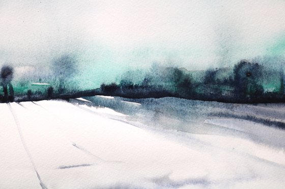 Abstract landscape Painting "Winter Morning"