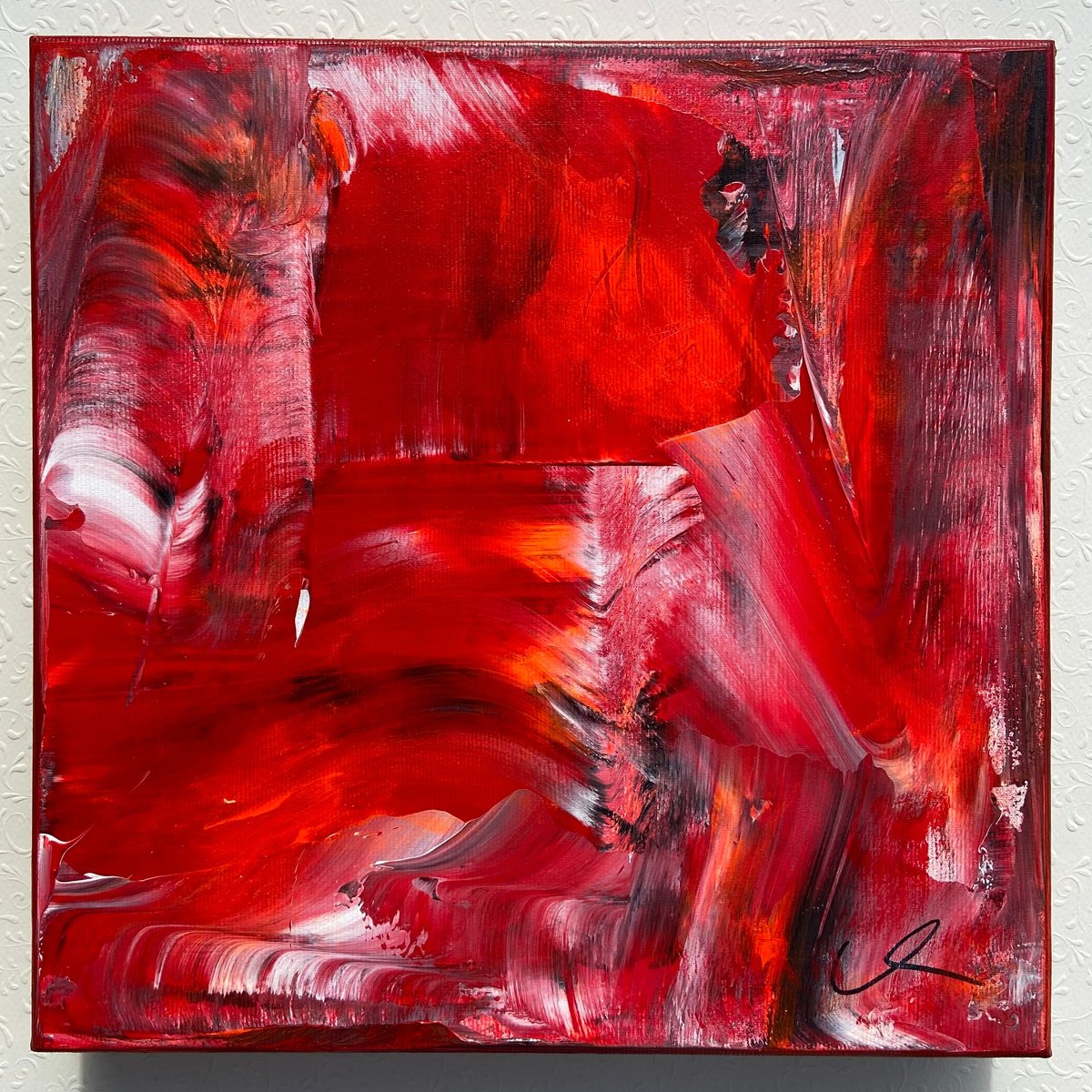 Expressive Abstract Acrylic Painting By Maria Bevilacqua-Fischer, 12 X 12", Love Letter No. 1, Original Artwork