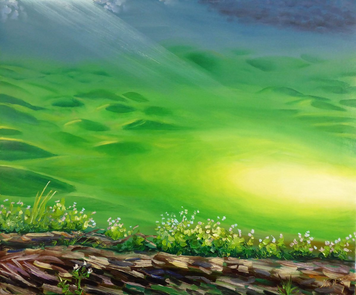 Impressionistic Landscape Oil Painting By Narek Hambardzumyan, 29 X 24", Metaphor, Original Artwork