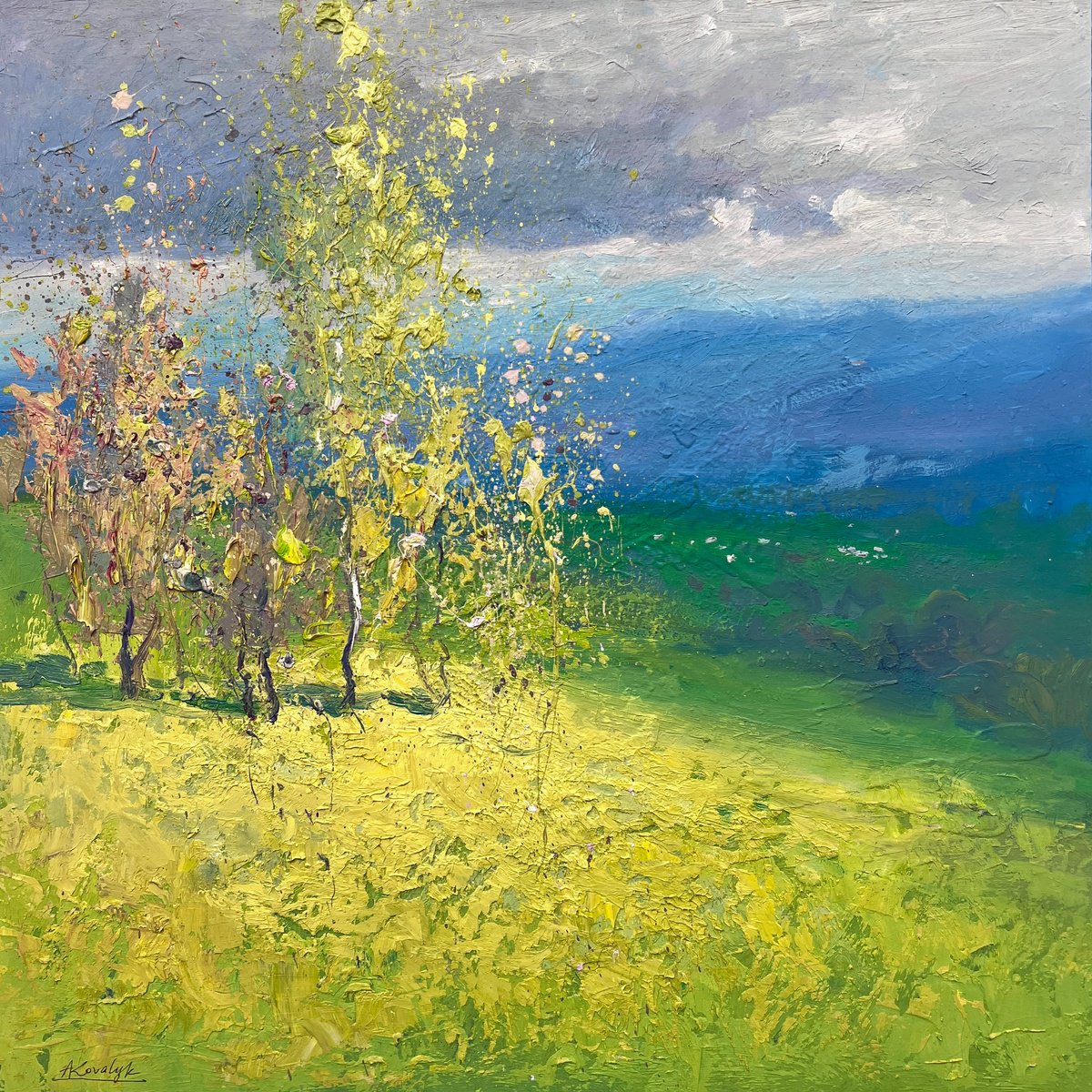 Impressionistic Landscape Oil Painting By Andrii Kovalyk, 20 X 20, Before The Storm, Original Artwork
