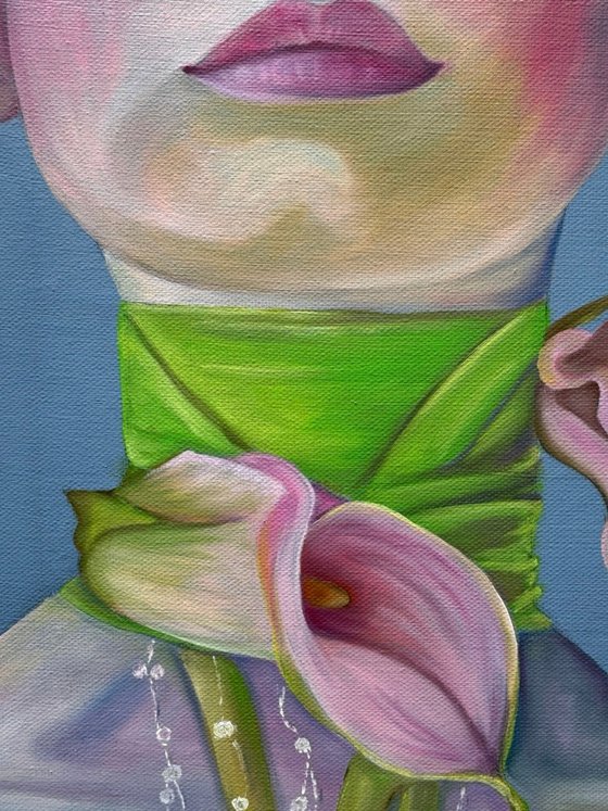 With calla lilies
