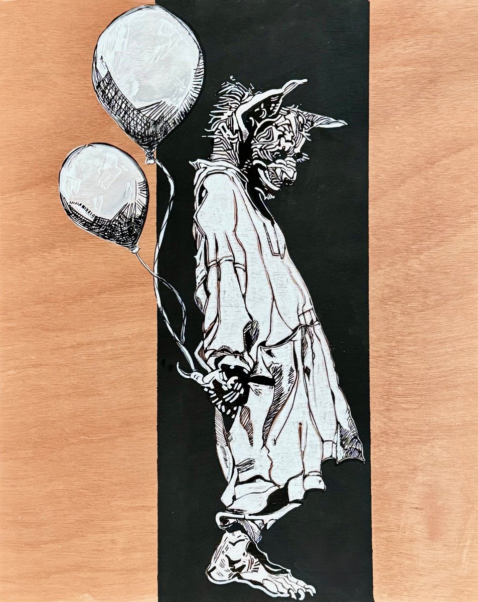 Illustrative Animal Acrylic Painting By Lola Jovan, 16 X 20", Locked Rooms, Original Artwork