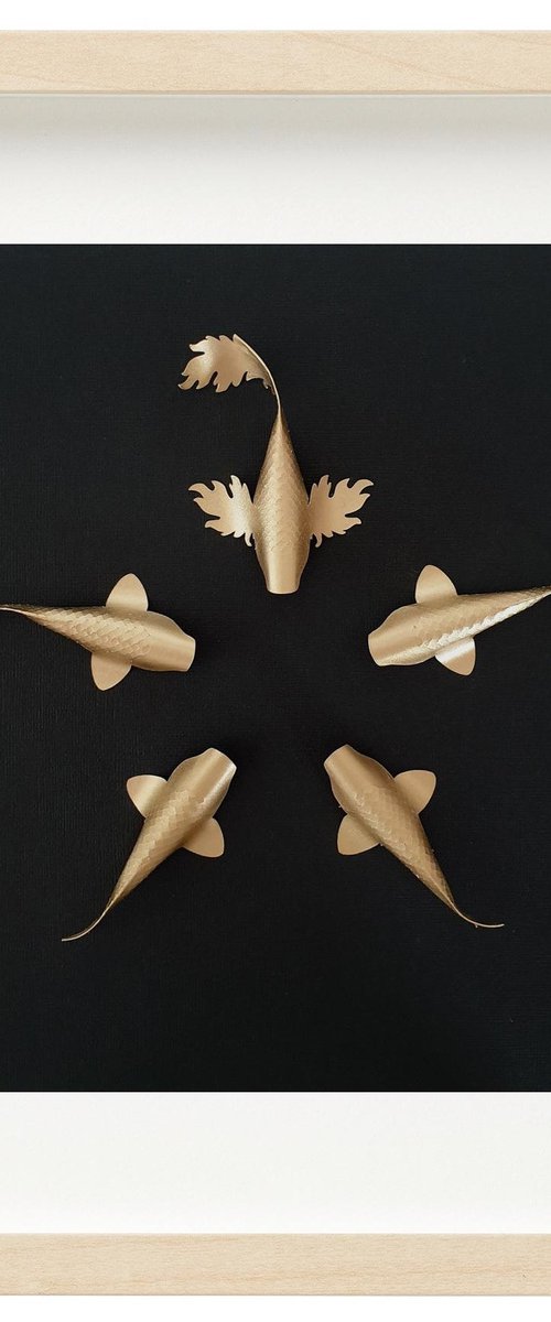 Five Gold Fantasy Koi #1 by Daniel A du Preez