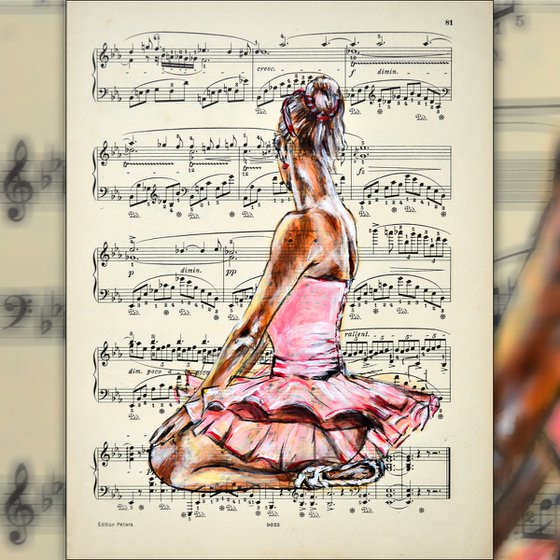 Ballerina L- Vintage Music Page, GIFT idea