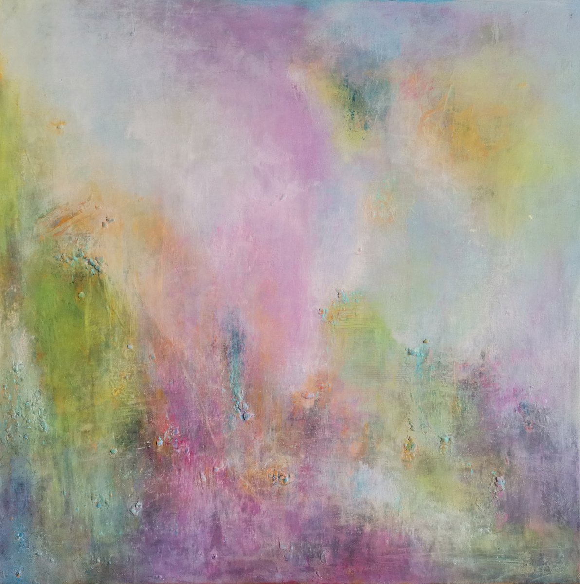 Organic Abstract Acrylic Painting By Doris Duschelbauer, 39 X 39, Dancing With Colours, Original Artwork