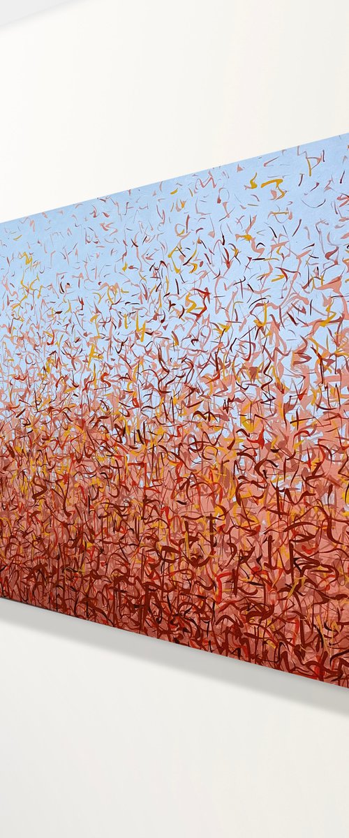 Oondiri Dance 152 x 61cm acrylic on canvas by George Hall