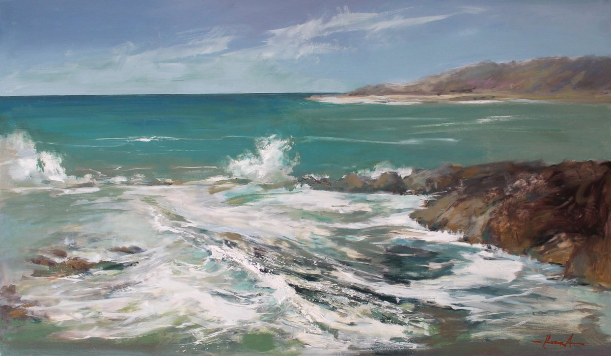 Expressive Oil Painting , Breath Of The Ocean. Drift Line By Hovart, 69 X 41, Artwork For Sale On Artfinder