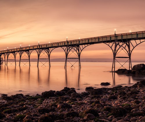 Clevedon Pier pano at sunset somerset uk by Paul Nash