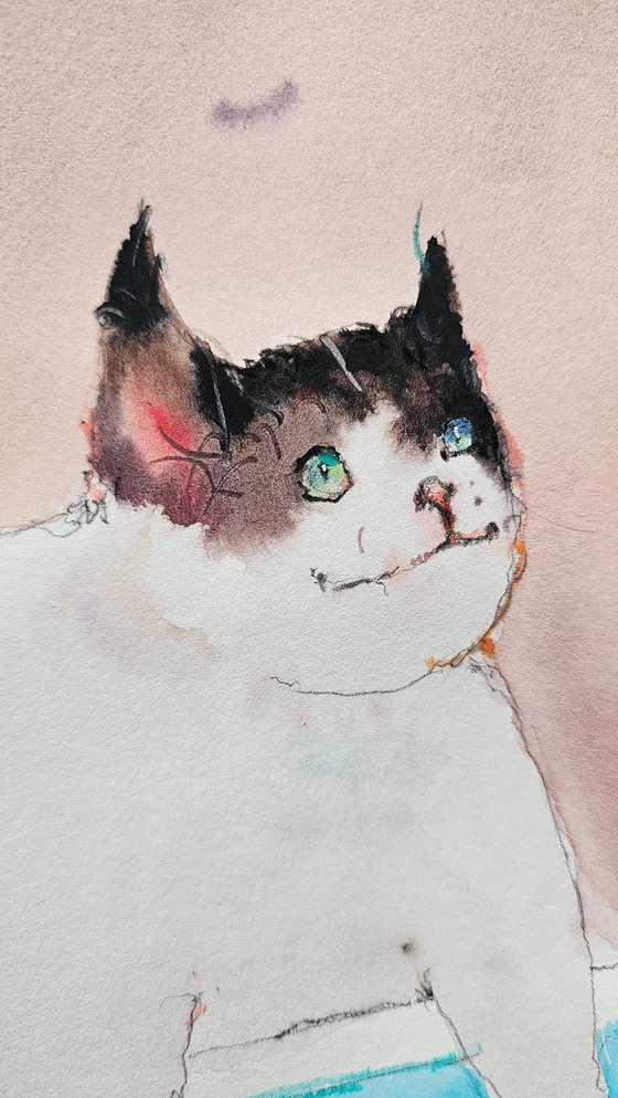 Cat and Fish Illustration