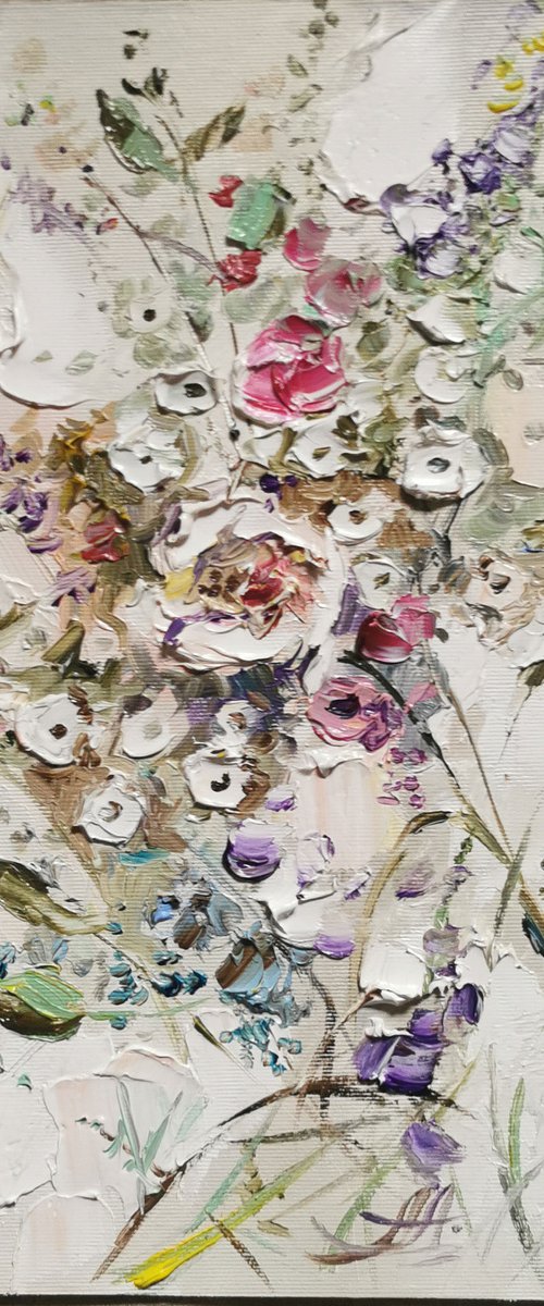 Boho Flowers Painting, original oil art by Annet Loginova