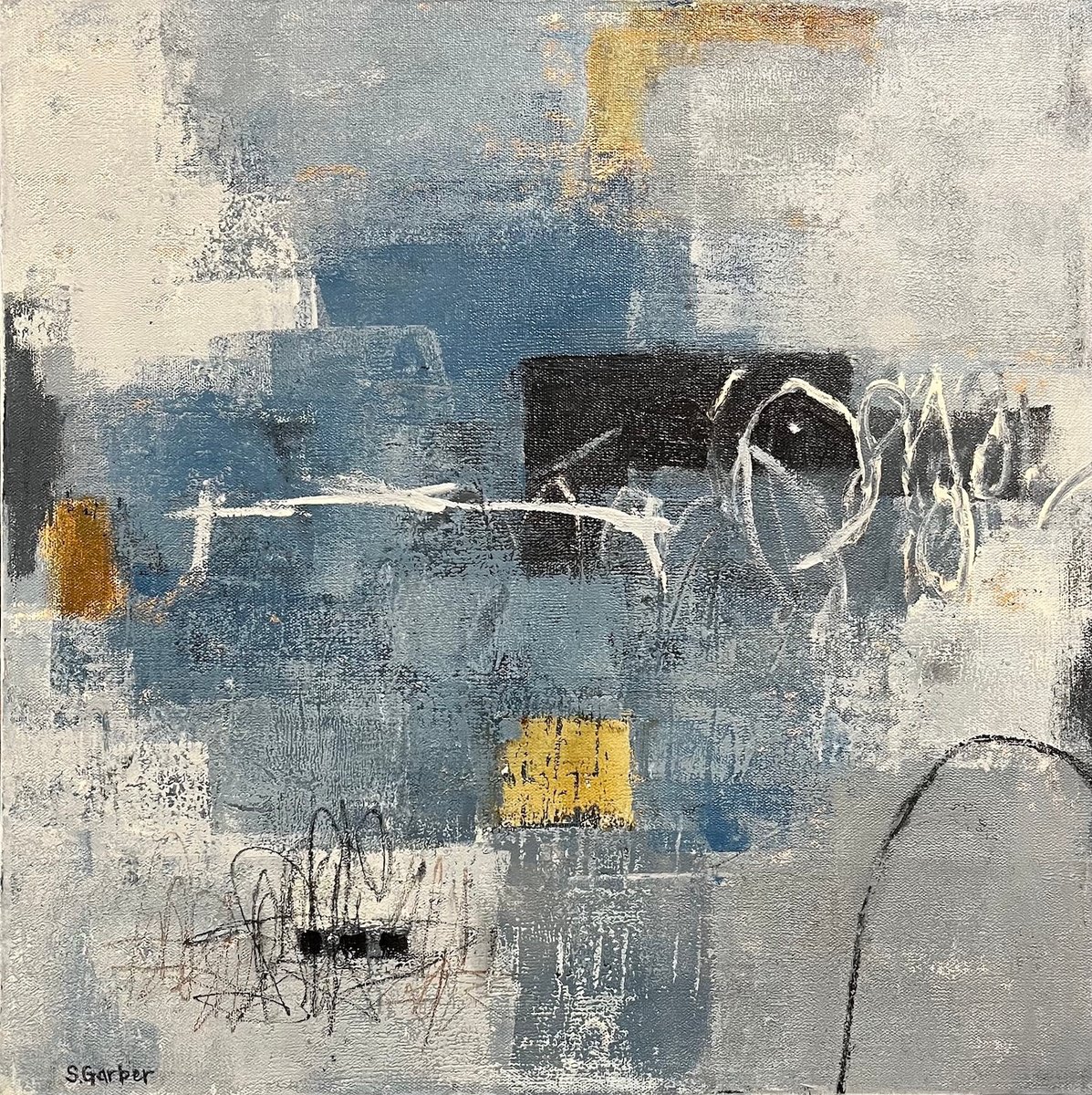 Abstract Acrylic Painting By Shellie Garber, 20 X 20", White Noise, Original Artwork