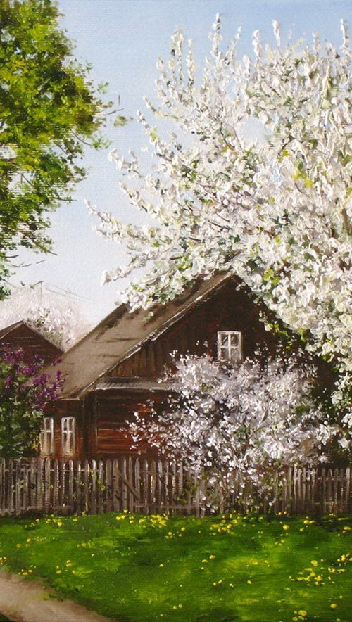 Spring Blossom Village Landscape by Natalia Shaykina