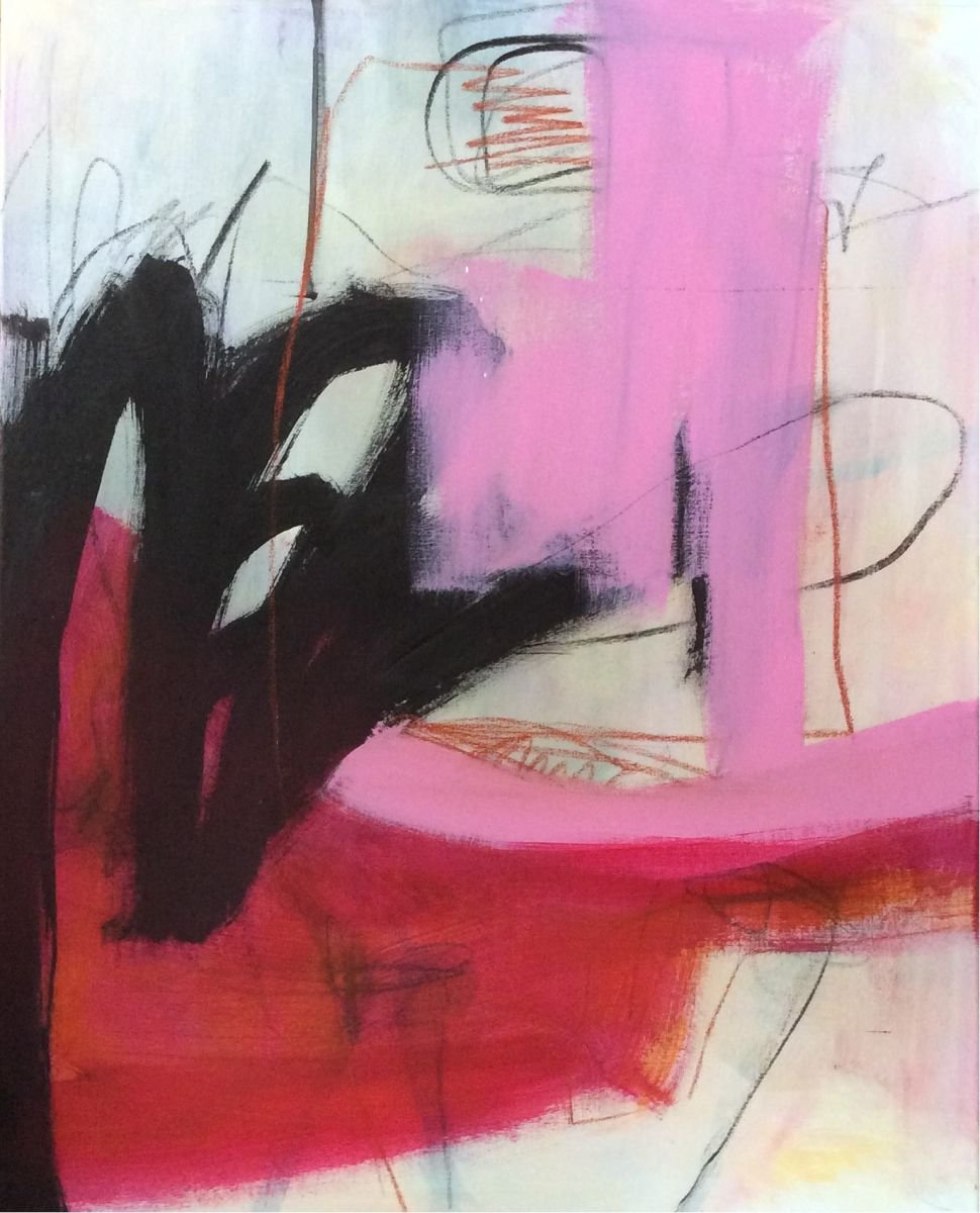 Expressive Abstract Acrylic Painting By Linda Coppens, 31 X 39", Relation N°4, Original Artwork