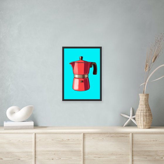 Coffee Pot on Teal