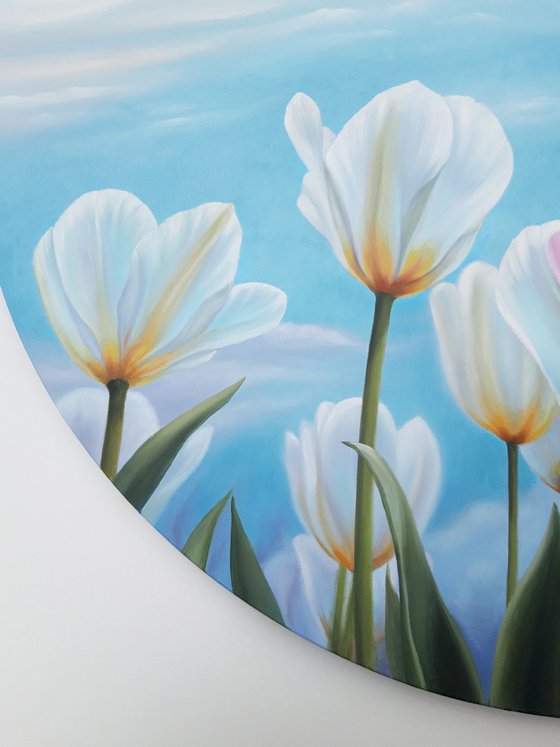 "Sunny day", tulips painting