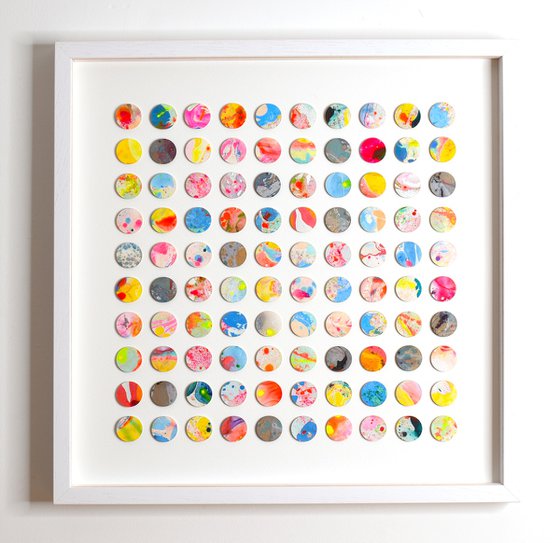 100 Marbled Dots Painted Collage Geometric Artwork