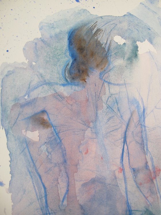 Seated female nude back study