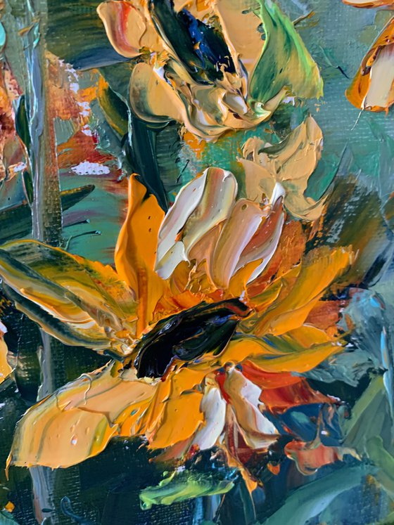 Blooming meadow,sunflowers.