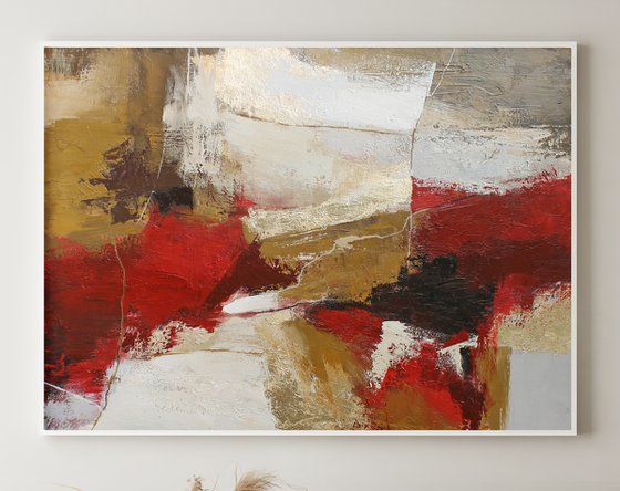 "Passion" Burgundy gold abstract art