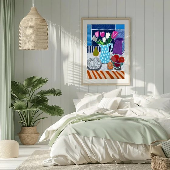 Tulips in Blue Harmony