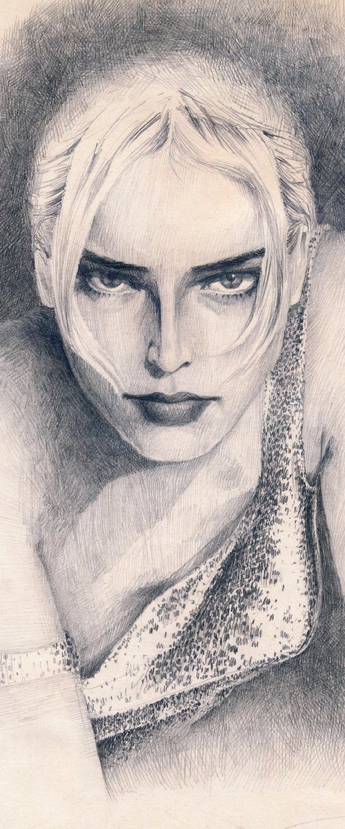 Sharon Stone celebrity pencil portrait by SoNata Art