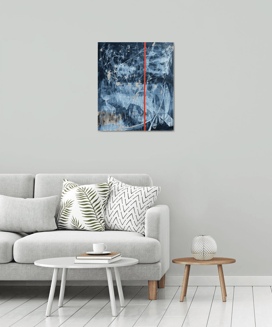Blue abstract red line