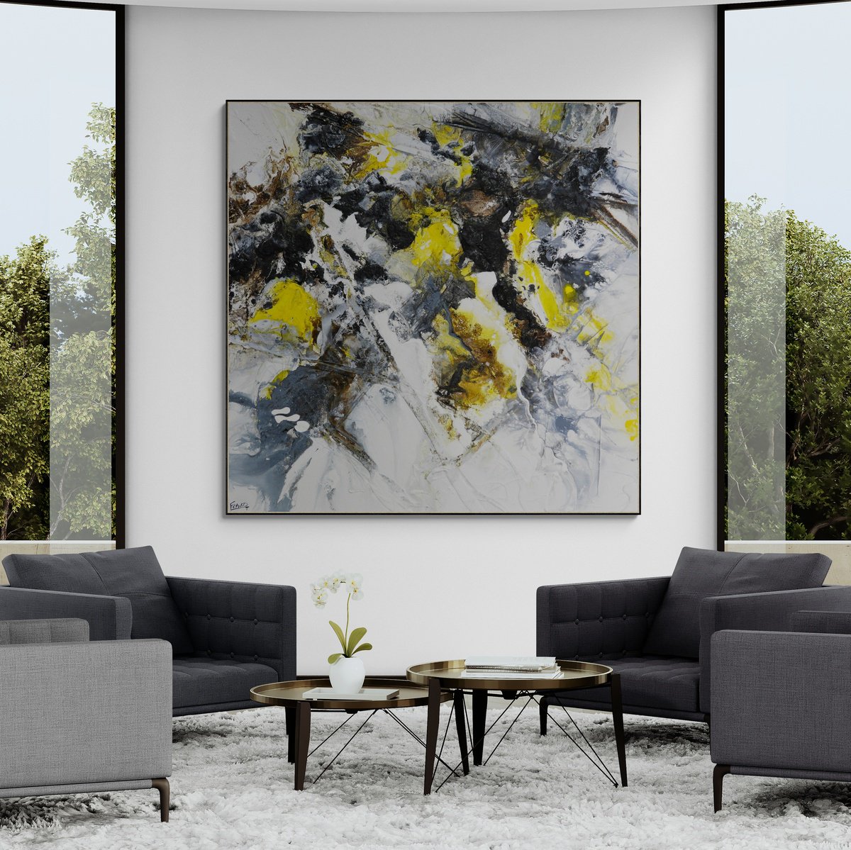  Organically Yellow By Franko, 59 X 59, Artwork For Sale On Artfinder